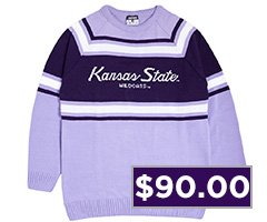 Mens K-State Wildcats Lavender Charlie Hustle Script Sweater Long Sleeve Sweater