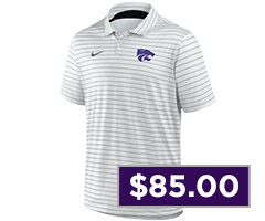 Mens K-State Wildcats White Nike Tour Stripe Short Sleeve Polo Shirt