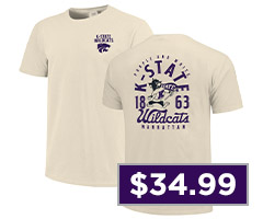 K-State Wildcats Ivory Mascot Overlay Short Sleeve T Shirt