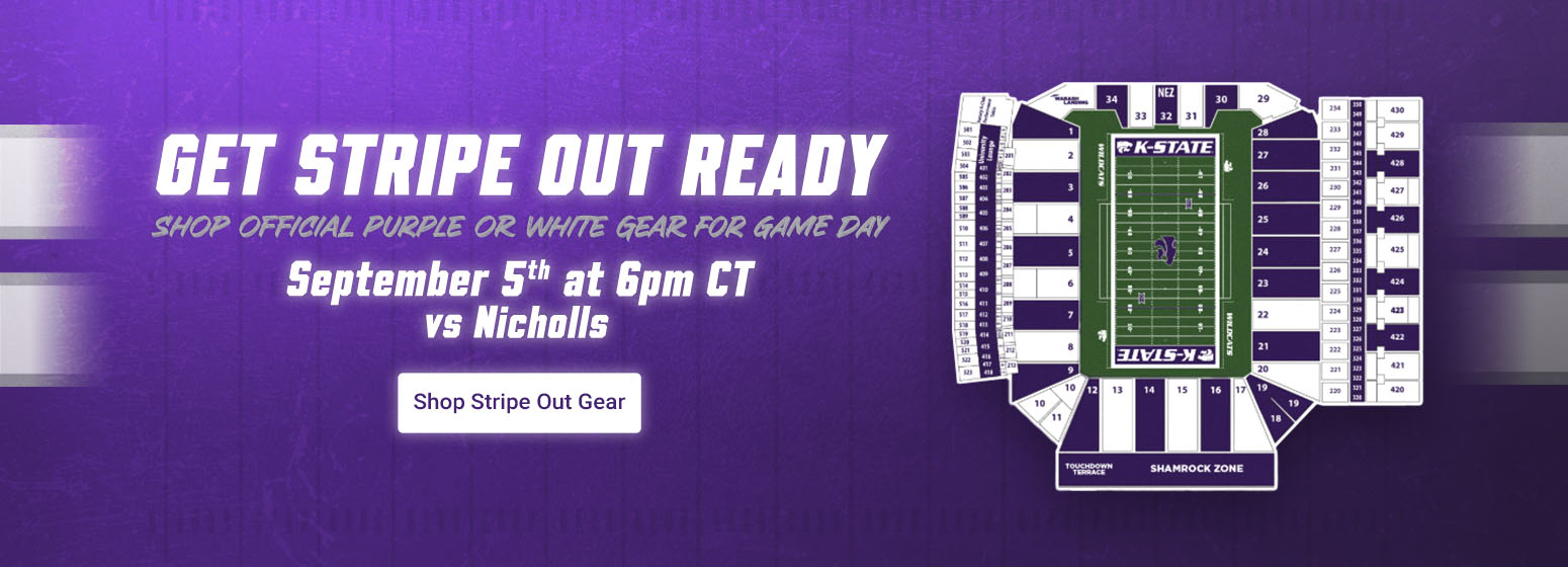 Get Stripe Out Ready | Shop Official Purple or White Gear for Gameday |  September 5th at 6pm CT vs Nicholls | Shop Stripe Out Gear